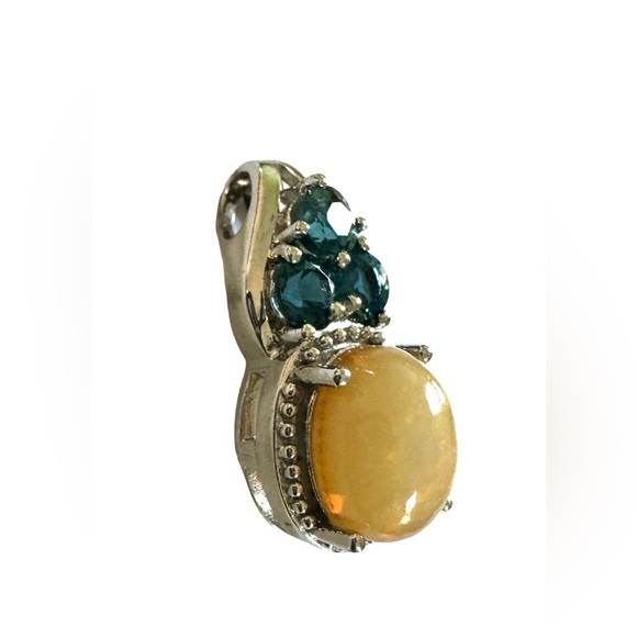Opal and blue topaz enhancer pendant - Picture 6 of 8